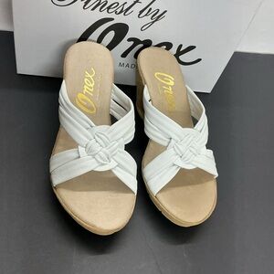 Onex White Knotted Wedge Slide Sandals